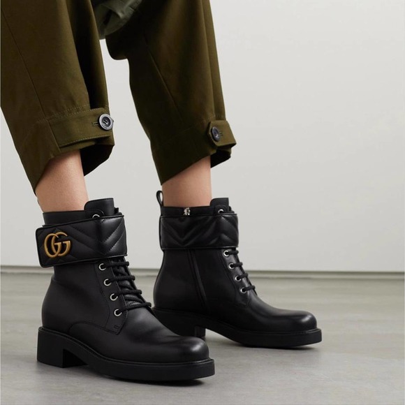 GUCCI Marmont GG logo leather boots - Picture 2 of 9